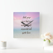 CUSTOM Pastel Dream Beach Motivational Quote Vierkante Klok (Huis)