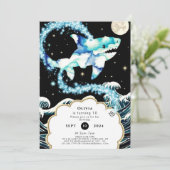 Custom Pastel Enchanted Shark Verjaardag Kaart (Staand voorkant)