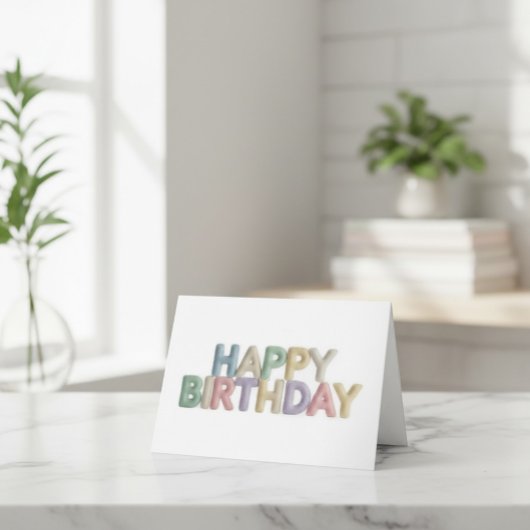 Custom Pastel Felt Letters Happy Birthday Card Bedankkaart