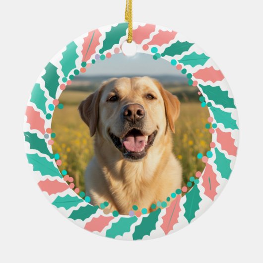 Custom Pastel Green Labrador Retriever Christmas Keramisch Ornament (Achterkant)