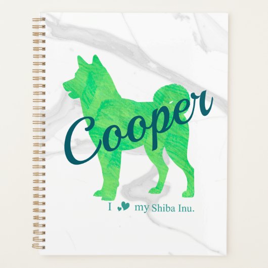 Custom Pastel Green Shiba Inu Silhouette Notebook Planner (Voorkant)