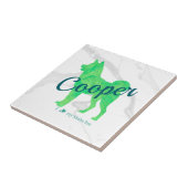 Custom Pastel Green Shiba Inu Silhouette Tile Tegeltje (Zijkant)