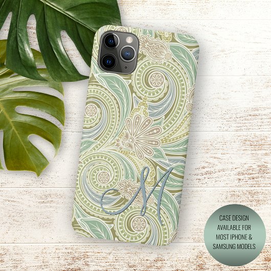Custom Pastel Groen Geel Blauw Roze Paisley Art Case-Mate iPhone Case
