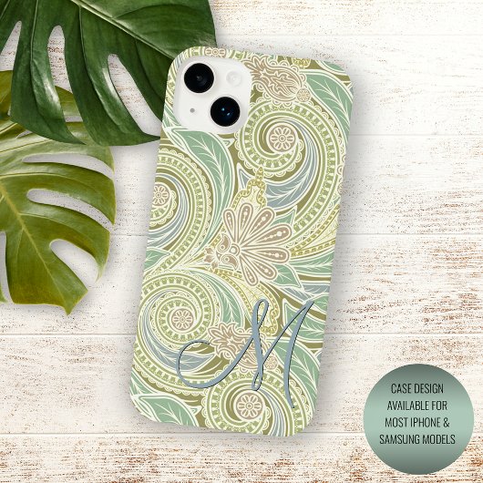 Custom Pastel Groen Geel Blauw Roze Paisley Art iPhone Hoesje