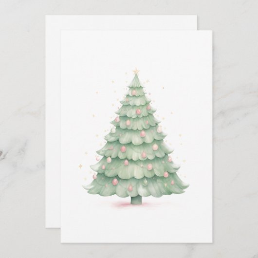 Custom Pastel Holiday Tree Christmas Note Kaart (Voorkant / Achterkant)