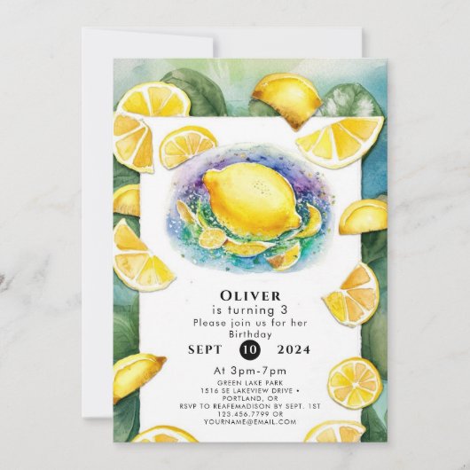 Custom Pastel Lemon Verjaardag Kaart (Voorkant)