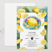Custom Pastel Lemon Verjaardag Kaart (Voorkant / Achterkant)