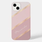 Custom Pastel Mauve Roos Blush Roze Art Stripes iPhone Hoesje (Achterkant)