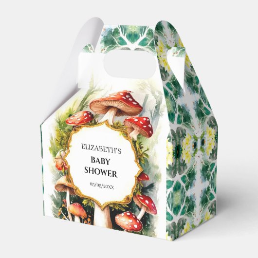 Custom Pastel Mushroom Baby shower Bedankdoosjes (Voorkant Zijde)