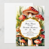 Custom Pastel Mushroom Baby shower Kaart (Voorkant / Achterkant)