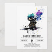 Custom Pastel Ninja Boy Digitale Verjaardag Kaart (Voorkant / Achterkant)