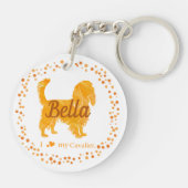 Custom Pastel Orange Cavalier Silhouette Keychain (Achterkant)