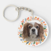 Custom Pastel Orange Cavalier Silhouette Keychain (Voorkant)