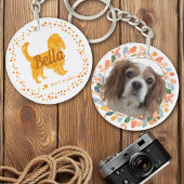 Custom Pastel Orange Cavalier Silhouette Keychain