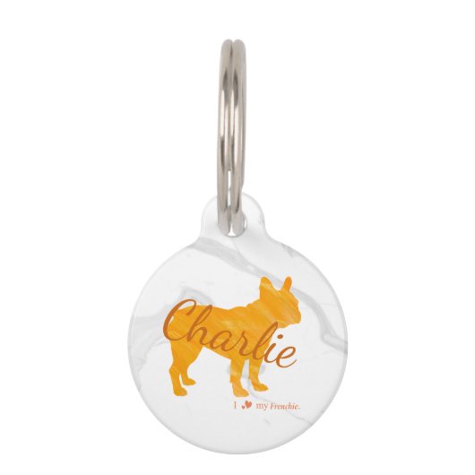 Custom Pastel Orange French Bulldog - Frenchie Huisdierpenning (Voorkant)