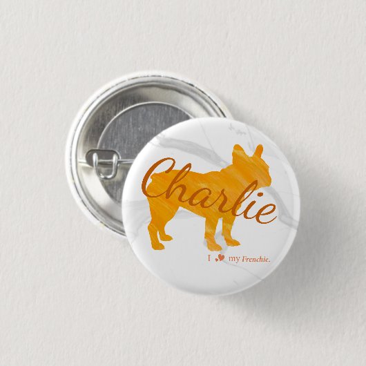 Custom Pastel Orange French Bulldog - Frenchie Ronde Button 3,2 Cm (Voorkant /achterkant)