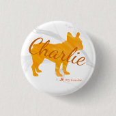 Custom Pastel Orange French Bulldog - Frenchie Ronde Button 3,2 Cm (Voorkant)