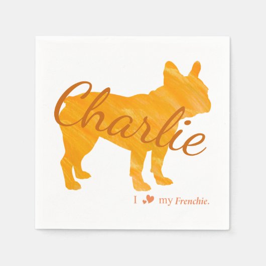 Custom Pastel Orange French Bulldog / Frenchie Servet (Voorkant)