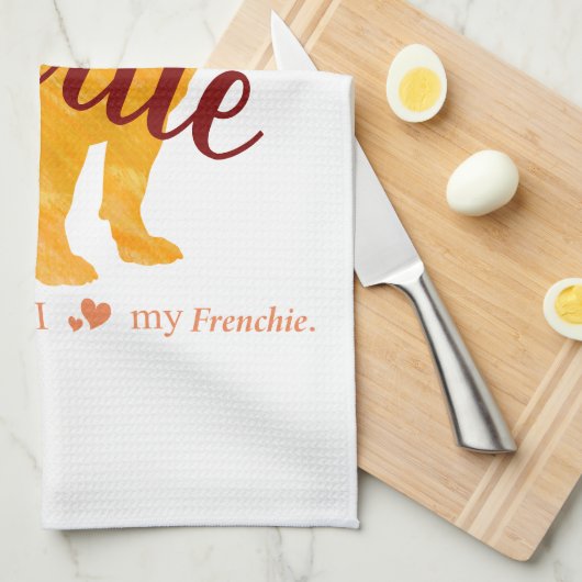 Custom Pastel Orange French Bulldog - Frenchie Theedoek (Quarter Fold)