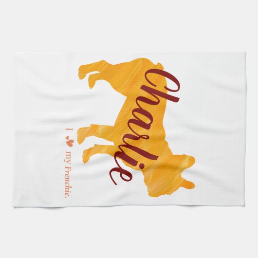 Custom Pastel Orange French Bulldog - Frenchie Theedoek (Horizontaal)