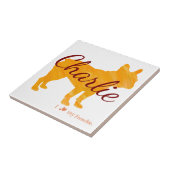 Custom Pastel Orange French Bulldog Tile- Frenchie Tegeltje (Zijkant)