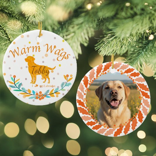 Custom Pastel Orange Labrador Retriever Christmas Keramisch Ornament