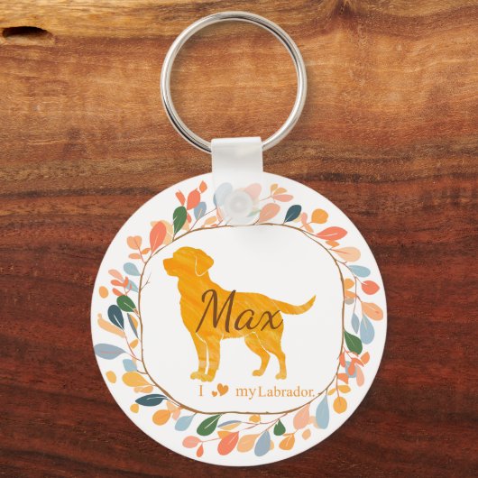 Custom pastel orange labrador retriever keychain (Voorkant)