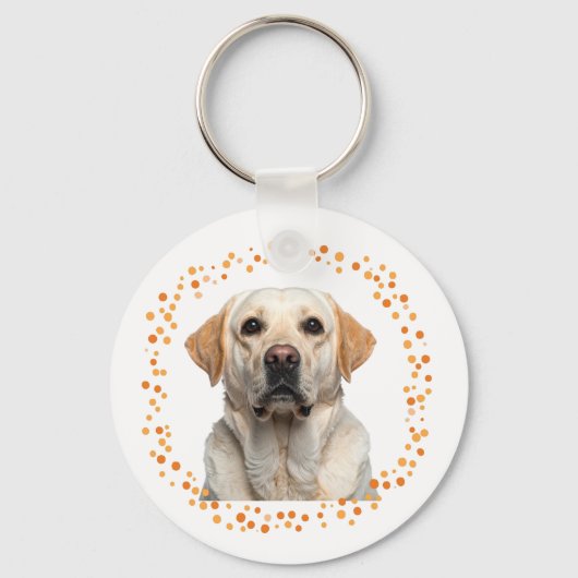 Custom pastel orange labrador retriever keychain (Achterkant)