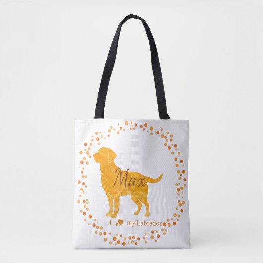 Custom pastel orange Labrador Retriever tote bag (Voorkant)
