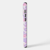 Custom Pastel Paarse Wit Bloemen Roze Bloemen iPhone Hoesje (Linkerkant)