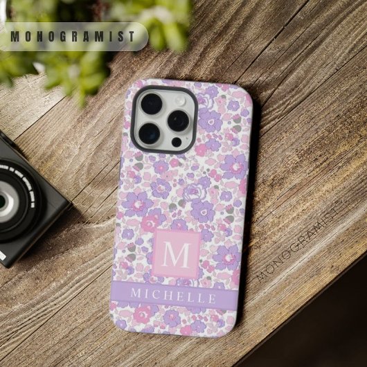 Custom Pastel Paarse Wit Bloemen Roze Bloemen iPhone Hoesje