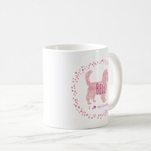 Custom Pastel pastel pink cavalier Silhouette mug Koffiemok (Voorkant rechts)