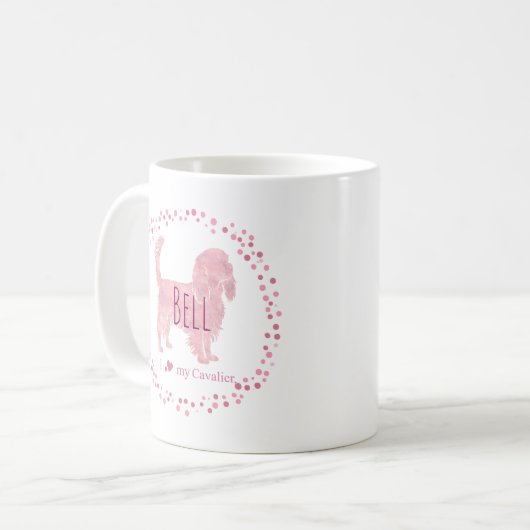 Custom Pastel pastel pink cavalier Silhouette mug  Koffiemok (Voorkant links)