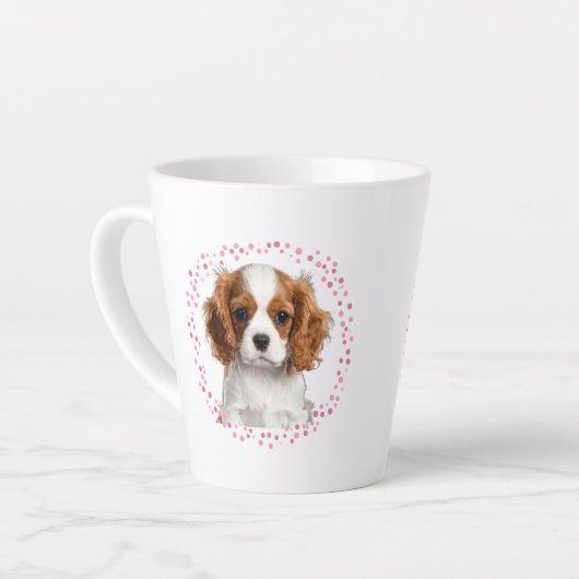Custom pastel pink cavalier mug Photo Personalized Latte Mok (Linkerhoek)