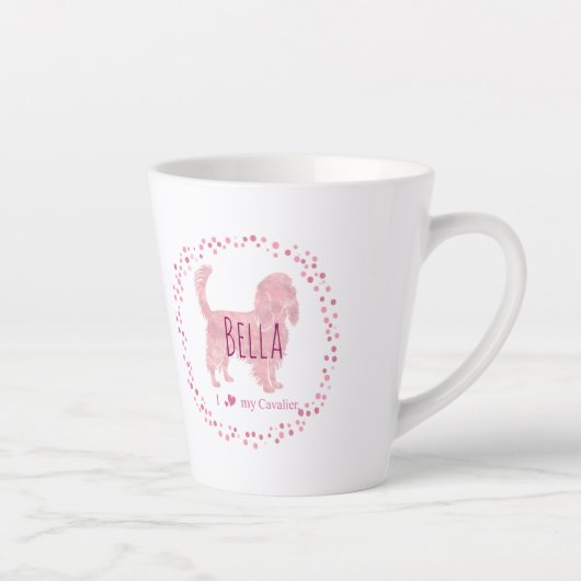 Custom pastel pink cavalier mug Photo Personalized Latte Mok (Rechts)