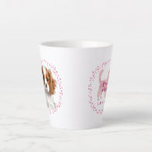 Custom pastel pink cavalier mug Photo Personalized Latte Mok (Voorkant)