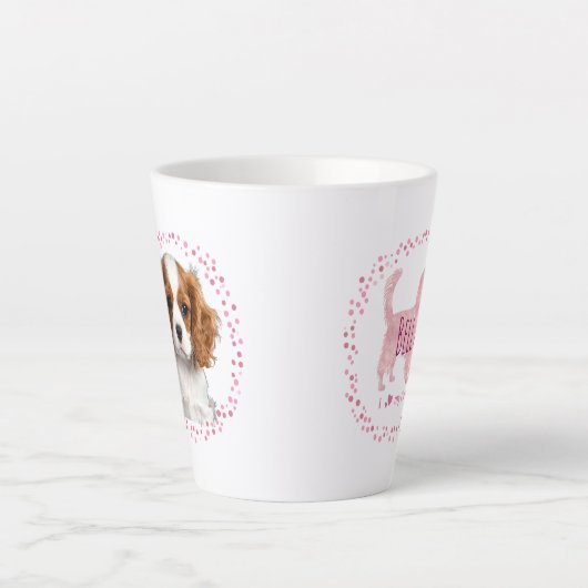Custom pastel pink cavalier mug Photo Personalized Latte Mok (Voorkant)