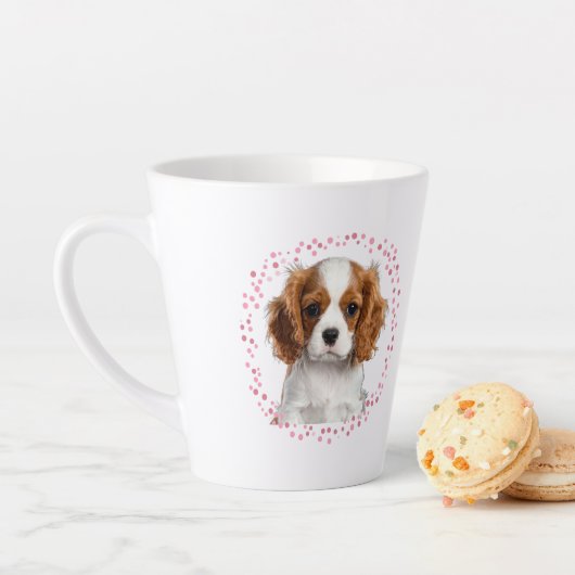 Custom pastel pink cavalier mug Photo Personalized Latte Mok (In situ)