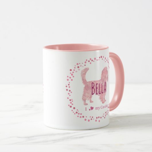 Custom pastel pink cavalier mug Photo Personalized Mok (Voorkant rechts)