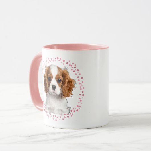 Custom pastel pink cavalier mug Photo Personalized Mok (Voorkant links)
