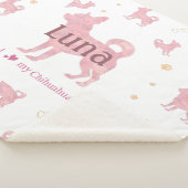 Custom Pastel pink chihuahua Silhouette blanket Sherpa Deken (3/4)
