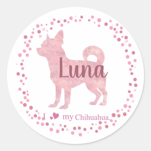 Custom Pastel pink chihuahua Silhouette sticker (Voorkant)