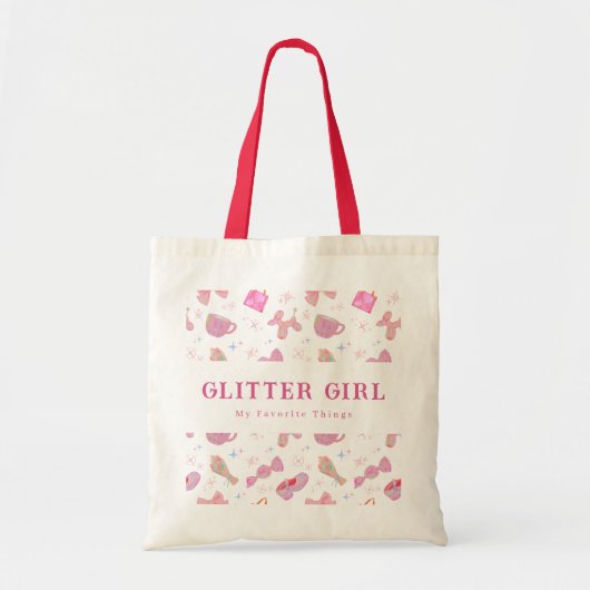 Custom Pastel Pink Coquette Iridescent Pattern Tote Bag (Voorkant)