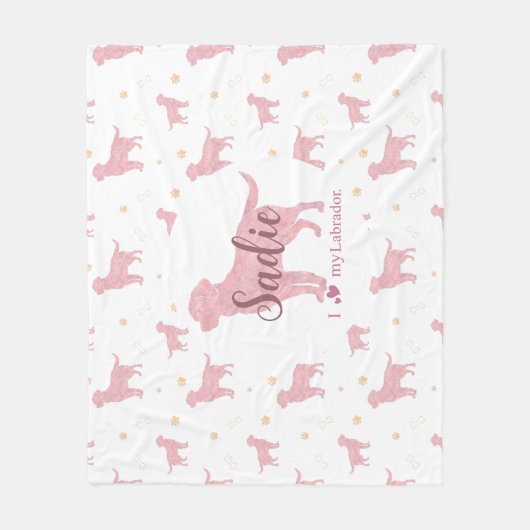 Custom Pastel pink Labrador retriever blanket gift Fleece Deken (Voorkant)