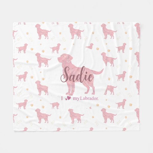 Custom Pastel pink Labrador retriever blanket gift Fleece Deken (Voorkant (Horizontaal))