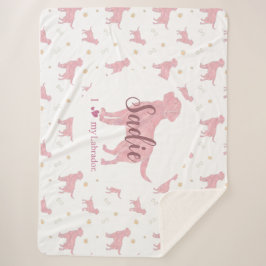 Custom Pastel pink labrador retriever blanket gift Sherpa Deken