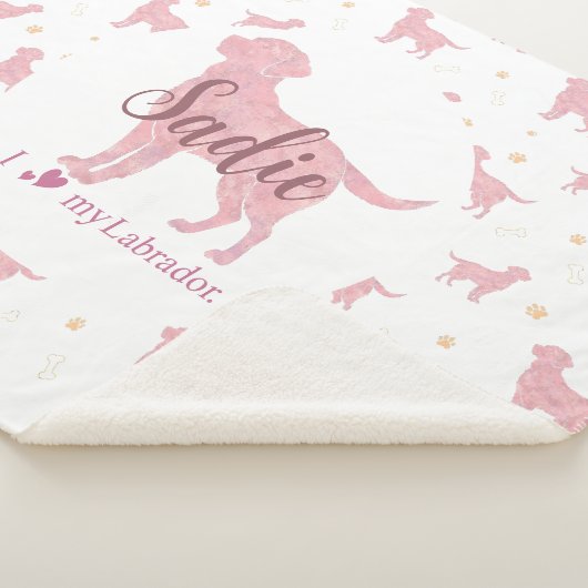 Custom Pastel pink labrador retriever blanket gift Sherpa Deken (3/4)