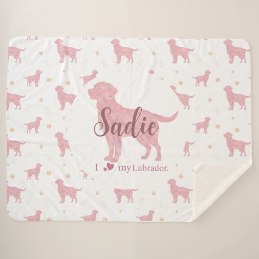 Custom Pastel pink labrador retriever blanket gift Sherpa Deken (Voorkant (horizontaal))