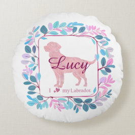 Custom pastel pink Labrador Retriever throw pillow Rond Kussen