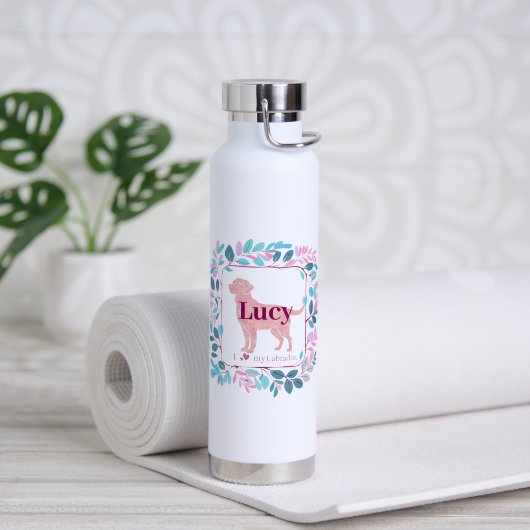 Custom pastel pink Labrador Retriever water bottle Waterfles (Yoga (Gedraaid)  )